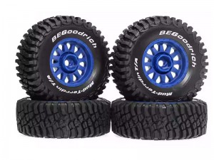RUBBER TIRE AND RIM SET 70 X 27mm 12mm HEX FOR ARRMA 1/16 1/16 MOJAVE GROM TRUCK ARA2130 ARA2304 - RS-WH702712/BU