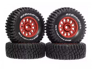 RUBBER TIRE AND RIM SET 70 X 27mm 12mm HEX FOR ARRMA 1/16 1/16 MOJAVE GROM TRUCK ARA2130 ARA2304 - RS-WH702712/RE