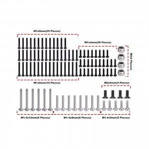 STEEL SCREWS SET 100 PIECES AXI-3331 FOR AXIAL 1/30 SCX30 FORD BRONCO SCX30 JEEP WRANGLER JLU SCX30 CHEVROLET K10 - SCX30/100SW-BK