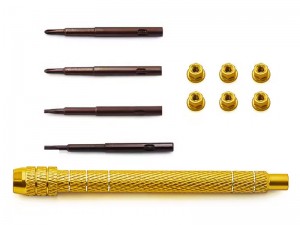 ALUMINUM MULTI FUNCTION SETUP STAR PHILIP WRENCH M2 LOCK NUT FOR AXIAL 1/30 SCX30 MINI CRAWLER - GOLD - RS-AXI3328/GO