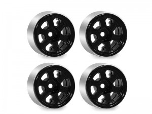 ALUMINUM WHEEL SET 0.7INCH 21 X 11mm  FOR 1/30 AXIAL SCX30 RED CAT ASCENT 32 MIN CRAWLER CHEVROLET K10 FORD BRONCO JEEP WRANGLER JLU AXI-2260 AXI-2048 ... - RS-WH2111/BK