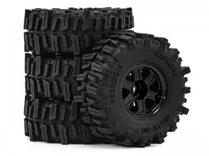 ALUMINUM TIRE & WHEEL SET TYPE A 40 X 16mm FOR 1/30 AXIAL SCX30 RED CAT ASCENT 32 MINI CRALWER CHEVROLET K10 FORD BRONCO JEEP WRANGLER JLU AXI-226 ... - RS-WH4016A/BK