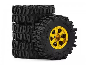 ALUMINUM TIRE & WHEEL SET TYPE A 40 X 16mm FOR 1/30 AXIAL SCX30 RED CAT ASCENT 32 MINI CRALWER CHEVROLET K10 FORD BRONCO JEEP WRANGLER JLU AXI-226 ... - RS-WH4016A/GO