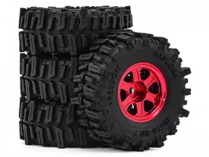 ALUMINUM TIRE & WHEEL SET TYPE A 40 X 16mm FOR 1/30 AXIAL SCX30 RED CAT ASCENT 32 MINI CRALWER CHEVROLET K10 FORD BRONCO JEEP WRANGLER JLU AXI-226 ... - RS-WH4016A/RE