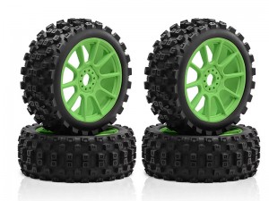 RUBBER TIRE & RIM SET 115 X 43mm 17mm HEX ARA550098 FOR ARRMA 1/8 TYPHON V5 TRL TRAXXAS JATO KYOSHO MP9 MP10 BUGGY - RS-ARA550098/GR