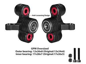 GPM MAKX021/V1 6061 ALLOY FRONT STEERING KNUCKLES ARM ( LARGER BEARINGS ) ARA330558 ARA340158 For ARRMA 1/5 KRATON OUTCAST 8S EXB ARA110002 ARA5810 - MAKX021/V1-BK