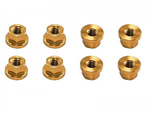 ALUMINUM M2 WHEEL LOCK NUT 8pcs AXI-3328 FOR AXIAL RACING 1/30 SCX-30 MINI CRAWLER FORD BRONCO / JEEP WRANGLER JLU / K10 - GOLD - RS-AXI-3328/GO