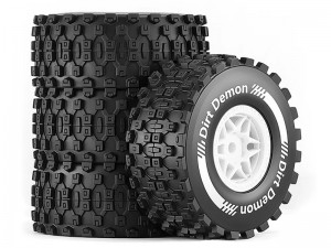 RUBBER TIRE & RIM SET 79 X 33mm 12mm HEX 10870 FOR TRAXXAS 1/14 1/16 MINI SLASH 108164-1 - RS-TY793312/WI