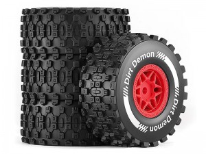 RUBBER TIRE & RIM SET 79 X 33mm 12mm HEX 10870 FOR TRAXXAS 1/14 1/16 MINI SLASH 108164-1 - RS-TY793312/RE