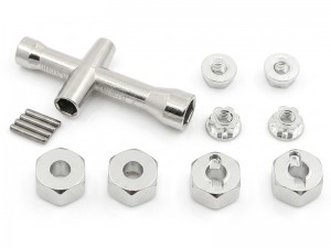 ALUMINUM NON-SLIIP WHEEL 12mm HEX NUT LOCK NUT 7154 3647 FOR TRAXXAS 1/16 MINI E-REVO MIN SLASH TRUCK - SILVER - RS-TRX7154/SI