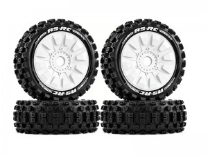 RUBBER TIRE & RIM SET 118 X 43mm 17mm HEX FOR ARRMA 1/8 TYPHON TALION 6S BLX TRAXXAS JATO - RS-TY11843/WI