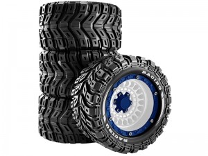 RUBBER TIRE & RIM SET 90 X 46mm 12mm HEX FOR ARRMA 1/16 MINI KRATON 3S TRAXXAS MINI E-REVO - RS-TY9046/WIBU