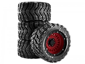 RUBBER TIRE & RIM SET 90 X 46mm 12mm HEX FOR ARRMA 1/16 MINI KRATON 3S TRAXXAS MINI E-REVO - RS-TY9046/REBK