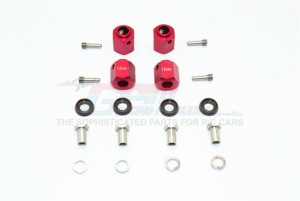 GPM TRX4010/12MM ALUMINUM HEX ADAPTERS 12MM THICK 1/10 TRX4 DEFENDER TRAIL CRAWLER - Red - TRX4010/12MM-R
