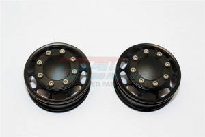 GPM TRU1005F ALUMINIUM FRONT WHEEL WITH HEX DRIVER  FOR TAMIYA TRACTOR TRUCK - TRU1005F-BK