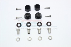 GPM TRX4010/9MM ALUMINUM HEX ADAPTERS 9MM THICK 1/10 TRX4 DEFENDER TRAIL CRAWLER - Black - TRX4010/9MM-BK