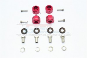 GPM TRX4010/9MM ALUMINUM HEX ADAPTERS 9MM THICK 1/10 TRX4 DEFENDER TRAIL CRAWLER - Red - TRX4010/9MM-R