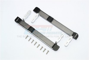 ALUMINUM SIDE STEPS RETICULATED PATTERN 1/10 TRX4 DEFENDER TRAIL CRAWLER - Silver/Black - TRX4014X-S-BK
