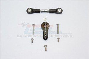 ALUMINIUM ADJUSTABLE SERVO ROD & 25T SERVO HORN THUNDER TIGER TRUCK MT4-G5 6406F - Black - KG161025TA-BK