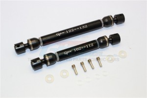 ALUMINUM & STEEL FRONT/REAR CVD MAIN SHAFTS 1/10 TRX4 DEFENDER TRAIL CRAWLER - Black - TRX4037SA-BK