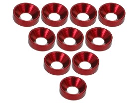 3RACING 3RAC-WC3 Aluminium M3 Countersink Washer (10 Pcs) For 1/10 ADVANCE M4 PRO D4 CAR - Red - 3RAC-WC3/RE