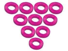 3RACING 3RAC-WF310 Aluminium M3 Flat Washer 1.0mm (10 Pcs) For 1/10 RC Car - Pink - 3RAC-WF310/PK