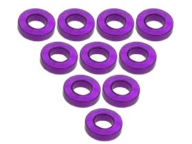 3RACING 3RAC-WF315 Aluminium M3 Flat Washer 1.5mm (10 Pcs) For 1/10 RC Car - Purple - 3RAC-WF315/PU