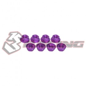 3RACING 3RAC-NS40 4mm Aluminum Locknut Serrated (8pcs) - 3RAC-NS40/PU
