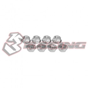 3RACING 3RAC-NS40 4mm Aluminum Locknut Serrated (8pcs) - Silver - 3RAC-NS40/SI