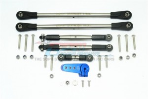 STAINLESS STEEL ADJUSTABLE TIE RODS W. ALUMINUM SERVO HORN 1/6 4WD SUPER BAJA REY 4X4 - Blue - SSB160A-B