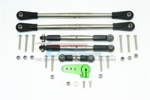 STAINLESS STEEL ADJUSTABLE TIE RODS W. ALUMINUM SERVO HORN 1/6 4WD SUPER BAJA REY 4X4 - Green - SSB160A-G