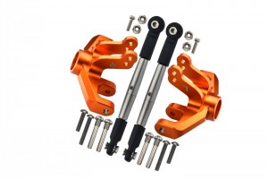GPM BR16221 ALUMINUM FRONT KNUCKLE ARM STAINLESS STEEL ADJUSTABLE TIE RODS LOSI 1/10 BAJA REY DESERT TRUCK LOS03008 - orange - BR16221-OR