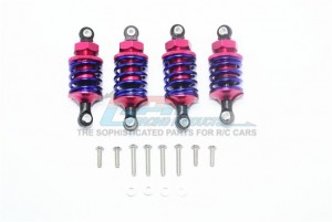 ALUMINUM FRONT (50MM)+REAR (47MM) OIL FILLED DAMPERS TRAXXAS 1/10 4WD FORD GT4-TEC 2.0 - Red - GT4750FR-R-P-BEBK