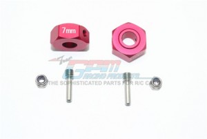 GPM MAG010/7MM ALUMINUM HEX ADAPTERS 7MM ARRMA 1/10 GRANITE 4X4 MEGA MOSTER TRUCK - RED - MAG010/7MM-R