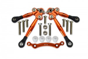 GPM GT049F ALUMINUM FRONT TIE RODS WITH STABILIZER FOR C HUB TRAXXAS 1/10 4WD FORD GT4-TEC 2.0 / 4-TEC 3.0 93054-4 - ORANGE - GT049F-OR
