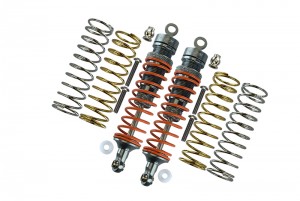 GPM RUS4102R ALUMINUM REAR ADJUSTABLE SHOCKS 102MM TRAXXAS 1/10 RUSTLER 4X4 VXL 67076 - GUN SIVLER - RUS4102R-GS-OR