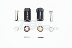 GPM ALUMINUM HEX ADAPTERS 21MM THICK 1/10 AXIAL SCX10 II - BLACK - SCX010/21MM-BK