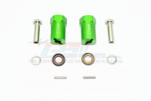 GPM ALUMINUM HEX ADAPTERS 21MM THICK 1/10 AXIAL SCX10 II - GREEN - SCX010/21MM-G