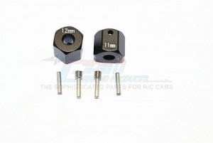 GPM ALUMINIUM WHEEL HEX ADAPTERS 12MM X 11MM 1/10 AXIAL SCX10 II - SCX2010/1211-BK