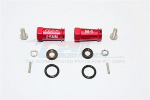 GPM ALUMINIUM WHEEL HEX ADAPTERS 25MM WIDTH (USE FOR 4MM THREAD WHEEL SHAFT & 4MM HOLE WHEEL) 1/10 AXIAL SCX10 II - RED - SCX2010/25MM-R
