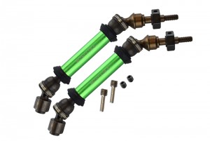STEEL ALUMINIUM FRONT CVD DRIVE SHAFT WITH 12MMX6MM WHEEL HEX TRAXXAS SLASH 4X4 & LOW-CG 68086-2 - Green - SSLA1280FH-G