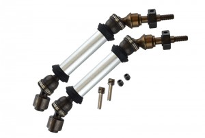 STEEL ALUMINIUM FRONT CVD DRIVE SHAFT WITH 12MMX6MM WHEEL HEX TRAXXAS SLASH 4X4 & LOW-CG 68086-2 - Silver - SSLA1280FH-S