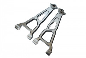 GPM BR054 ALUMINUM FRONT UPPER SUSPENSION ARM LOSI 1/10 BAJA REY DESERT TRUCK LOS03008 - GUN SILVER - BR054-GS