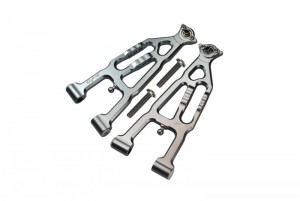 GPM BR055 ALUMINUM FRONT LOWER SUSPENSION ARM LOSI 1/10 BAJA REY DESERT TRUCK LOS03008 - GUN SILVER - BR055-GS