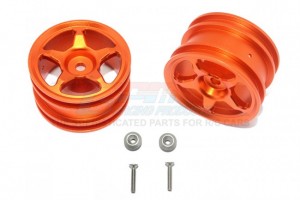GPM ALUMINIUM REAR WHEEL (5 POLES DESIGN)  TAMIYA 1/8 T3-01 DANCING RIDER-57405 - ORANGE - T3050R-OR