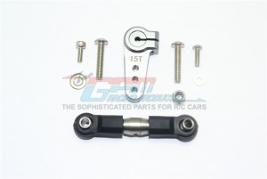 GPM ALUMINUM SERVO HORN WITH STAINLESS STEEL ADJUSTABLE TIE ROD  TEAM LOSI 1/6 SUPER BAJA REY 4X4 - GUN SILVER - SB16015-GS