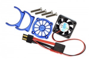 GPM ER2018FAN ALUMINUM MOTOR HEATSINK WITH COOLING FAN TRAXXAS 1/10 E-REVO VXL 86086-4 - BLUE - ER2018FAN-B