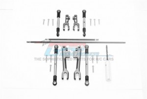 GPM SUDR312FRS SPRING STEEL FRONT+REAR SWAY BAR & ALUMINUM SWAY BAR ARM & STAINLESS STEEL LINKAGE 1/10 RUSTLER 4X4 VXL 67076-4 - GUN SILVER - SUDR312FRS-GS