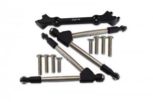 GPM RUS4049F ALUMINUM FRONT TIE RODS WITH STABILIZER FOR C HUB TRAXXAS 1/10 RUSTLER 4X4 VXL 67076-4 - RUS4049F-BK