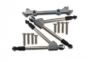 GPM RUS4049F ALUMINUM FRONT TIE RODS WITH STABILIZER FOR C HUB TRAXXAS 1/10 RUSTLER 4X4 VXL 67076-4 - GUN SILVER - RUS4049F-GS